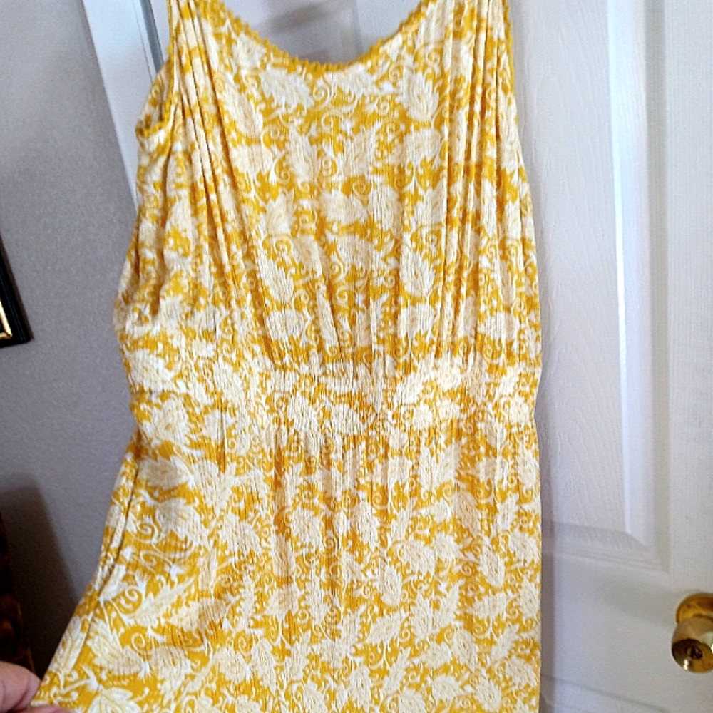 Loft beach yellow floral jumpsuit xl